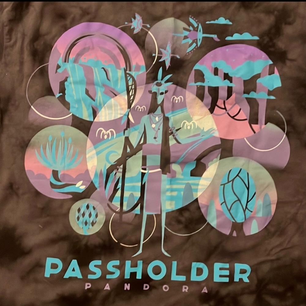 Disney Passholder Short Sleeve Tee in Black with Teal, Pink, Purple